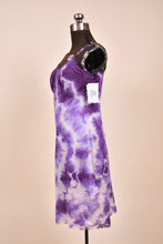 Load image into Gallery viewer, Vintage purple and white tie dye lingerie dress is shown from the side. 
