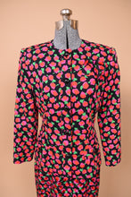 Load image into Gallery viewer, Pink 90s Fruit Dress and Blazer Set By Adele Simpson, S/M
