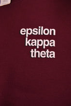 Load image into Gallery viewer, The front right wording is visible up close. The words read, epsilon kappa theta.
