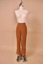 Load image into Gallery viewer, Vintage brown faux suede two piece western style set is shown in close up.
