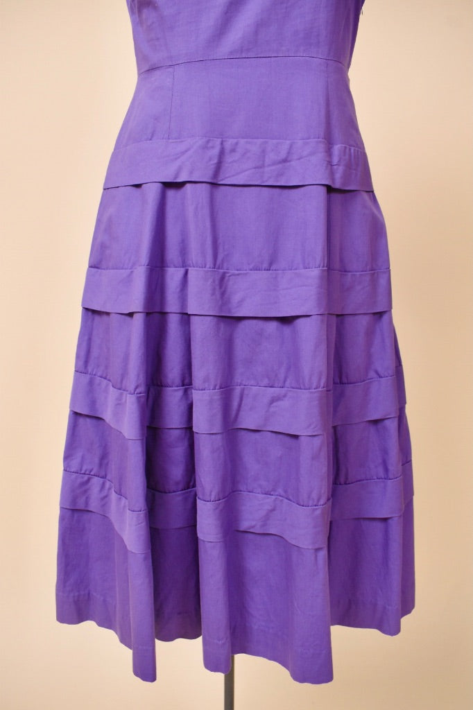 Purple 50s Cotton Dress By Brief Measure, XS
