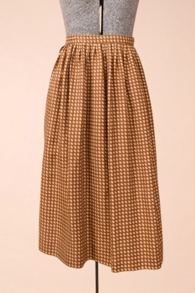 Brown Floral Print Cottage Core Skirt By Ralph Lauren, M