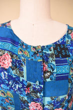 Load image into Gallery viewer, Blue Floral Patchwork Print Silk Tank + Shorts by In Stock, M/L
