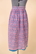 Load image into Gallery viewer, Vintage size XXL vintage pink and blue block print geometric skirt is shown from the back. 
