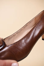 Load image into Gallery viewer, Brown Leather Buckle Heels By Salvatore Ferragamo, 6.5
