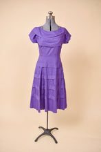 Load image into Gallery viewer, Purple 50s Cotton Dress By Brief Measure, XS
