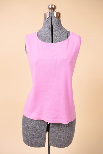 Vintage 1990s Charter Club pink scoop neck tank top is shown from the front. 