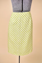 Load image into Gallery viewer, Vintage Y2K designer white and green checkered Versace skirt is shown from the front. This mini pencil skirt is lightweight. 

