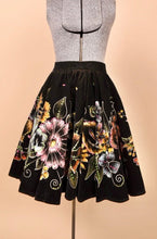 Load image into Gallery viewer, Black 40s Mexican Painted Flowers Velvet Skirt, by Salpra, XS
