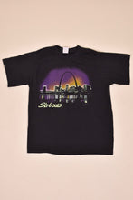 Load image into Gallery viewer, Vintage 1980s made in the USA St Louis tee shirt is shown from the front. 
