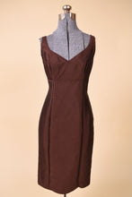 Load image into Gallery viewer, Vintage 1990&#39;s brown silk cotton blend tank midi dress by Talbots is shown from the front. This dress has a subtle empire waist. 
