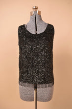 Load image into Gallery viewer, Black Beaded &amp; Sequin Wool Tank Top, L
