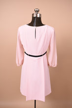 Load image into Gallery viewer, Pale pink Ted Baker London mini dress is shown from the back. This dress has a pleat on the back of the skirt.
