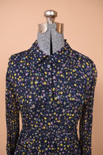 Load image into Gallery viewer, Ruffled designer dress by Zadig and Voltaire is shown in close up. This dress has a yellow and purple star pattern.
