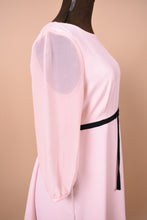 Load image into Gallery viewer, Ted Baker London pink babydoll dress is shown in close up. This dress has a black ribbon belt under the bust.
