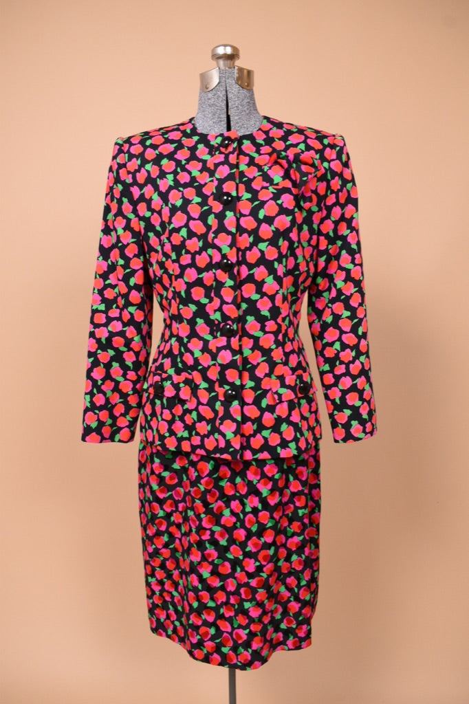 Pink 90s Fruit Dress and Blazer Set By Adele Simpson, S/M
